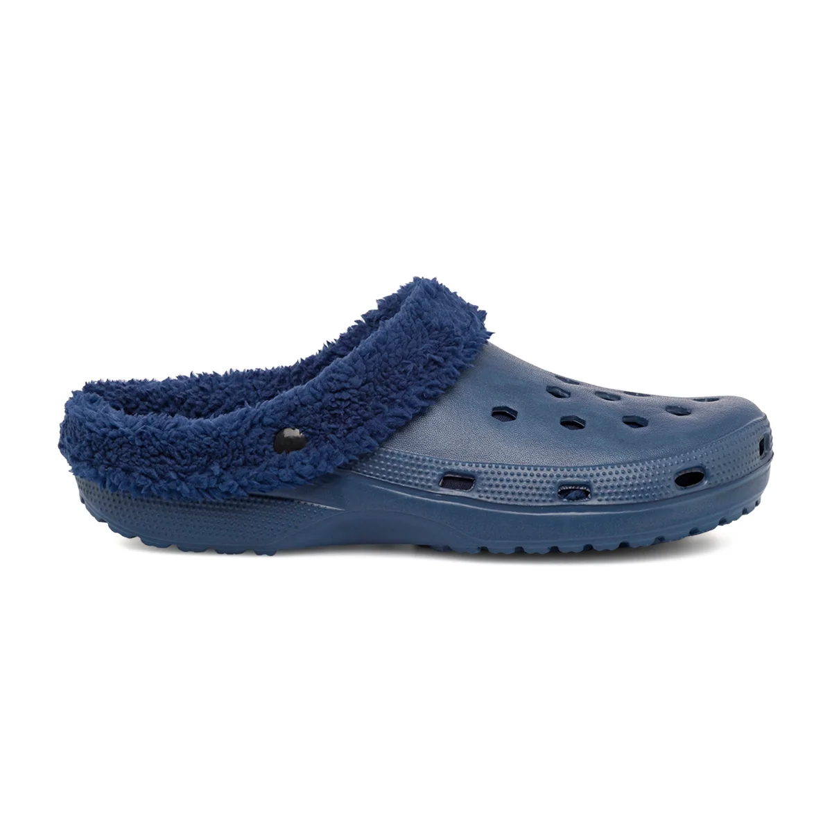 Pantofole da uomo blu in gomma con interno in finto pelo Feetty