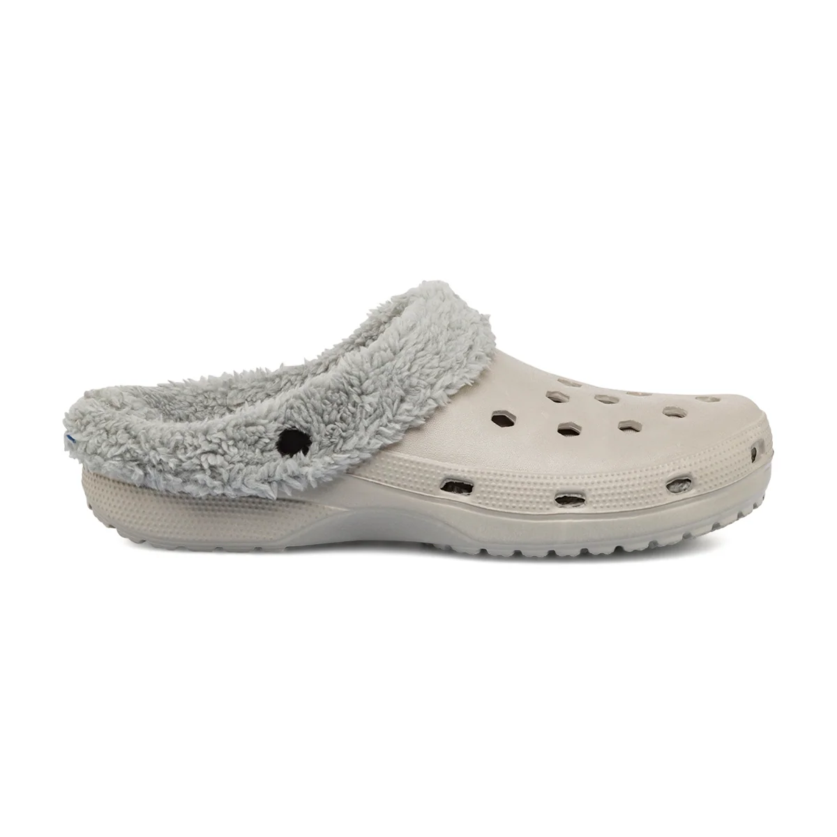 Pantofole da uomo grigio chiaro in gomma con interno in finto pelo Feetty