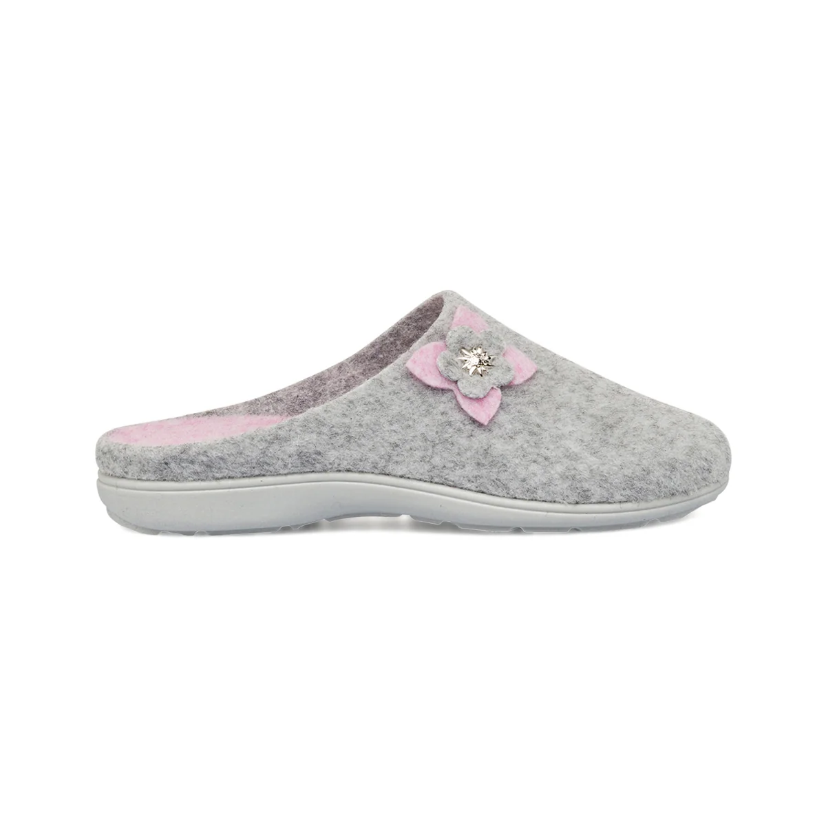 Pantofole grigie da Donna con fiore rosa Italia Trend