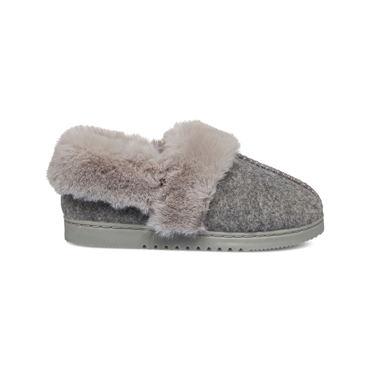Pantofole grigie da Donna in tessuto con pelo sintetico Jog