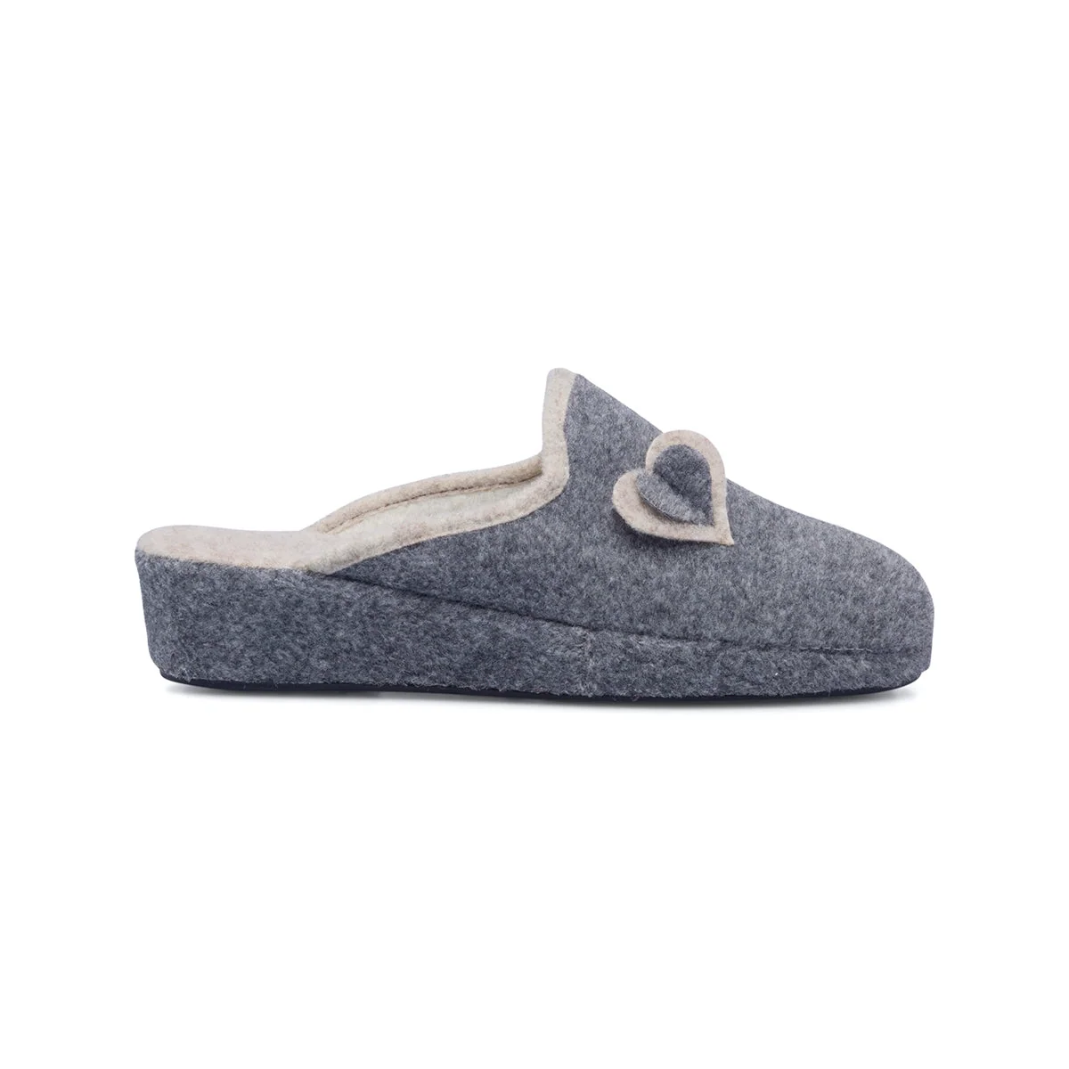 Pantofole grigie in tessuto da donna con cuore Rosagialla