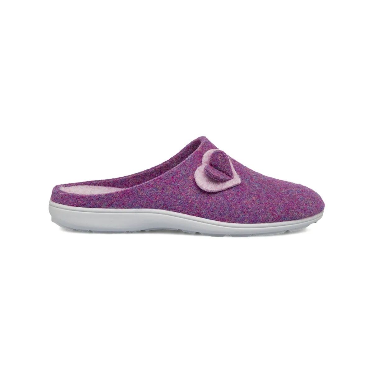Pantofole lilla da Donna in caldo feltro con cuore Italia Trend