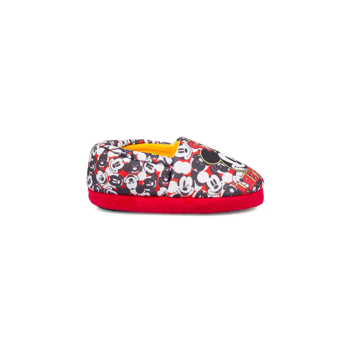Pantofole rosse e nere da bambino con stampa Mickey Mouse