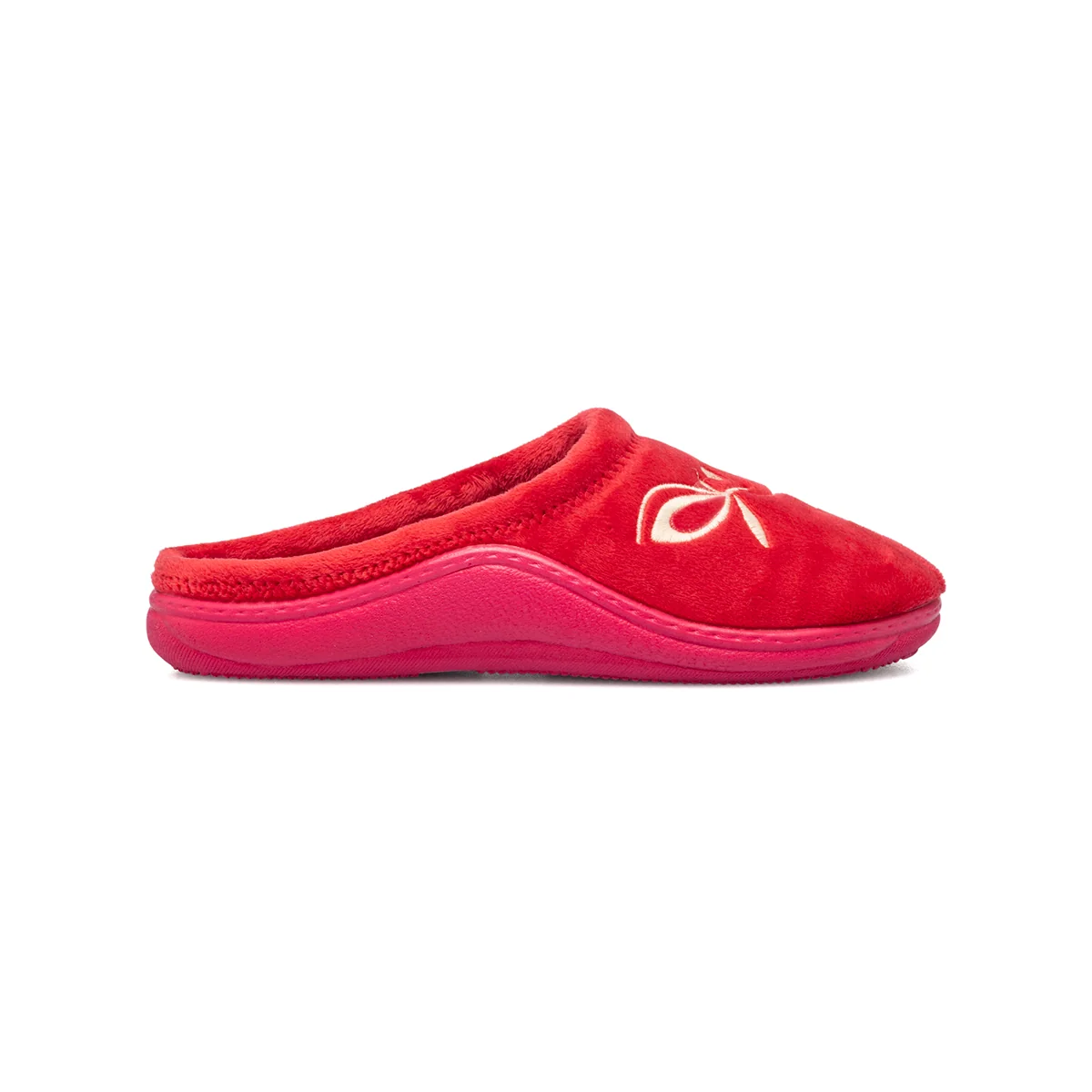Pantofole rosse in tessuto con fiore ricamato Forzasette