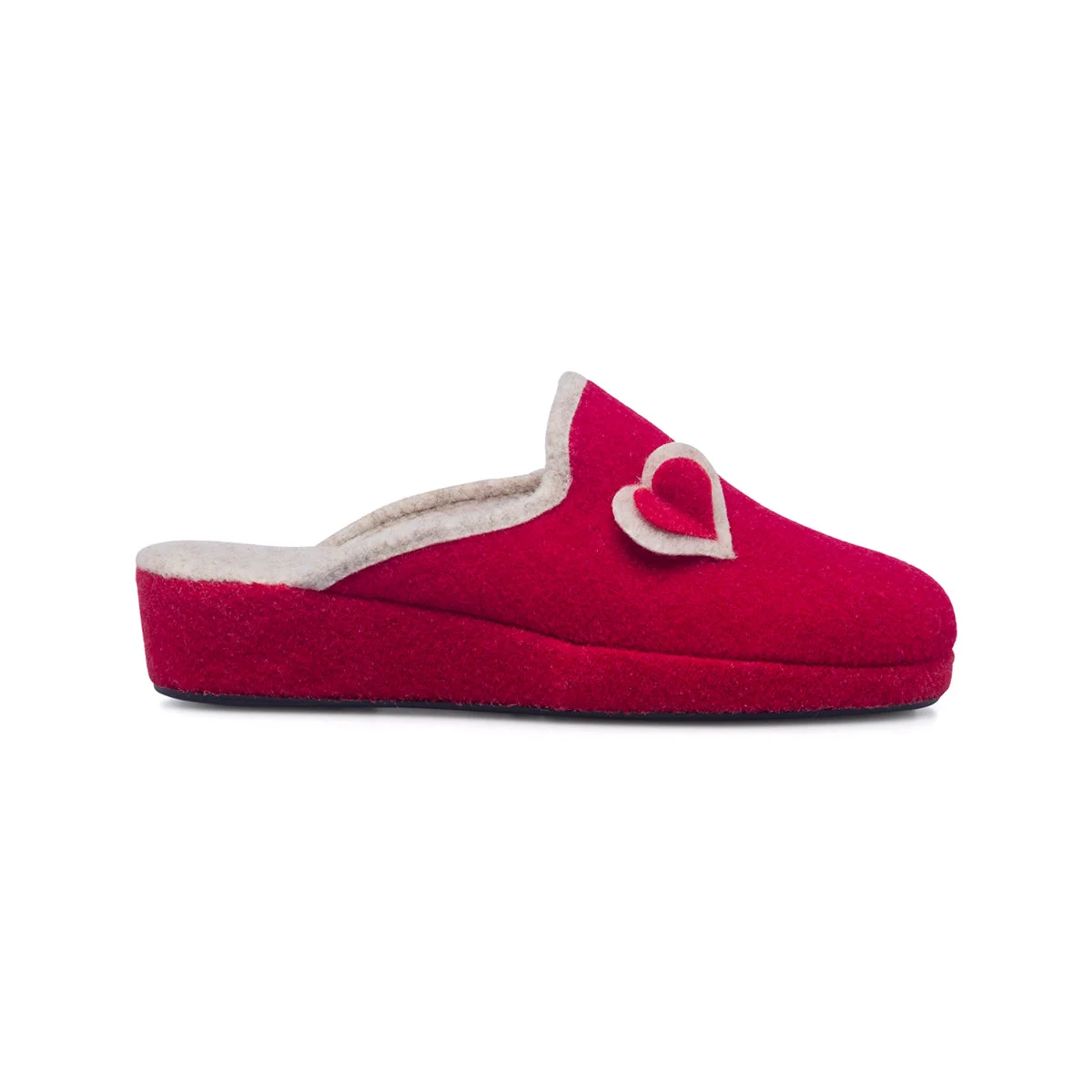 Pantofole rosse in tessuto da donna con cuore Rosagialla