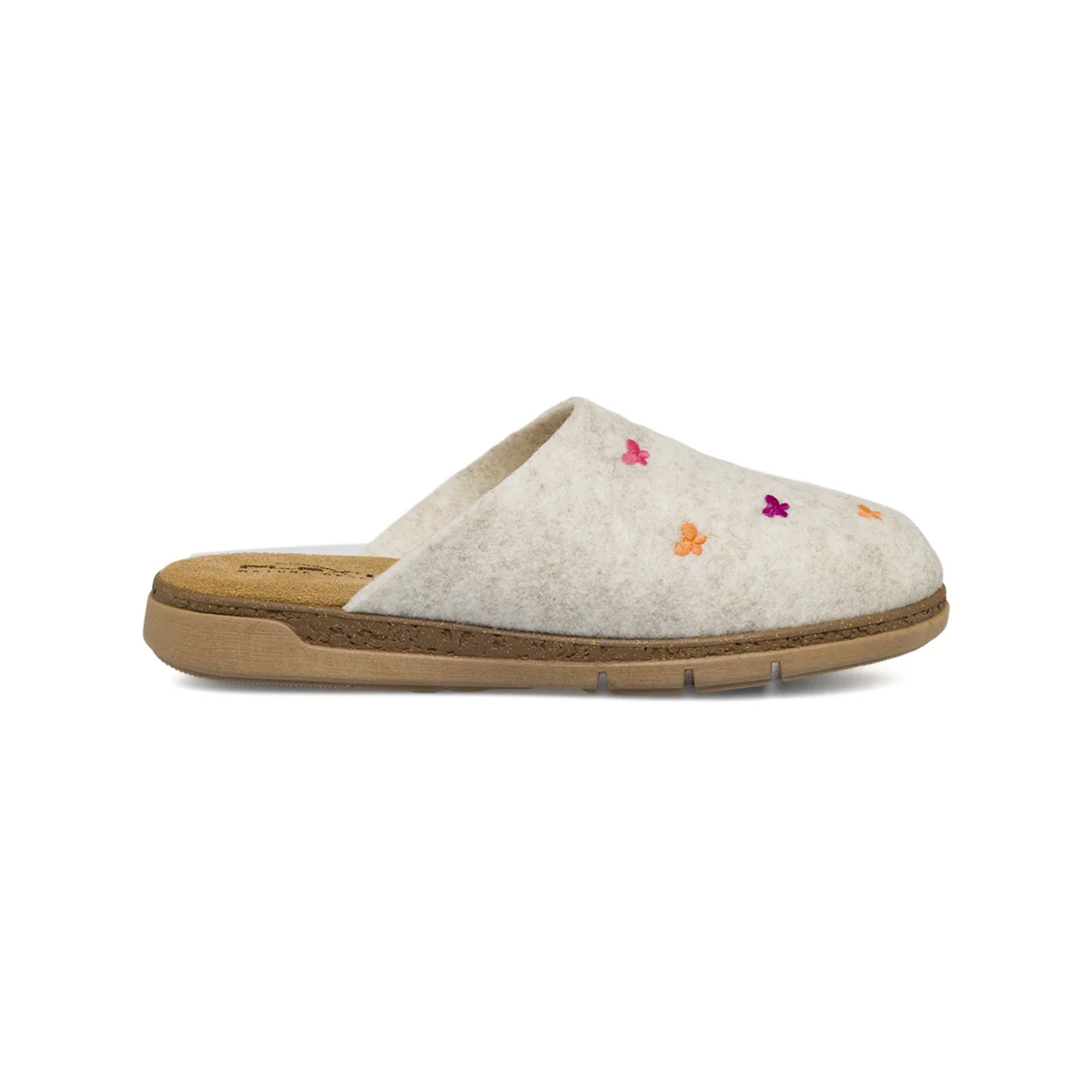 Pantofole Sabot Beige da Donna con ricami farfalle Flex'is
