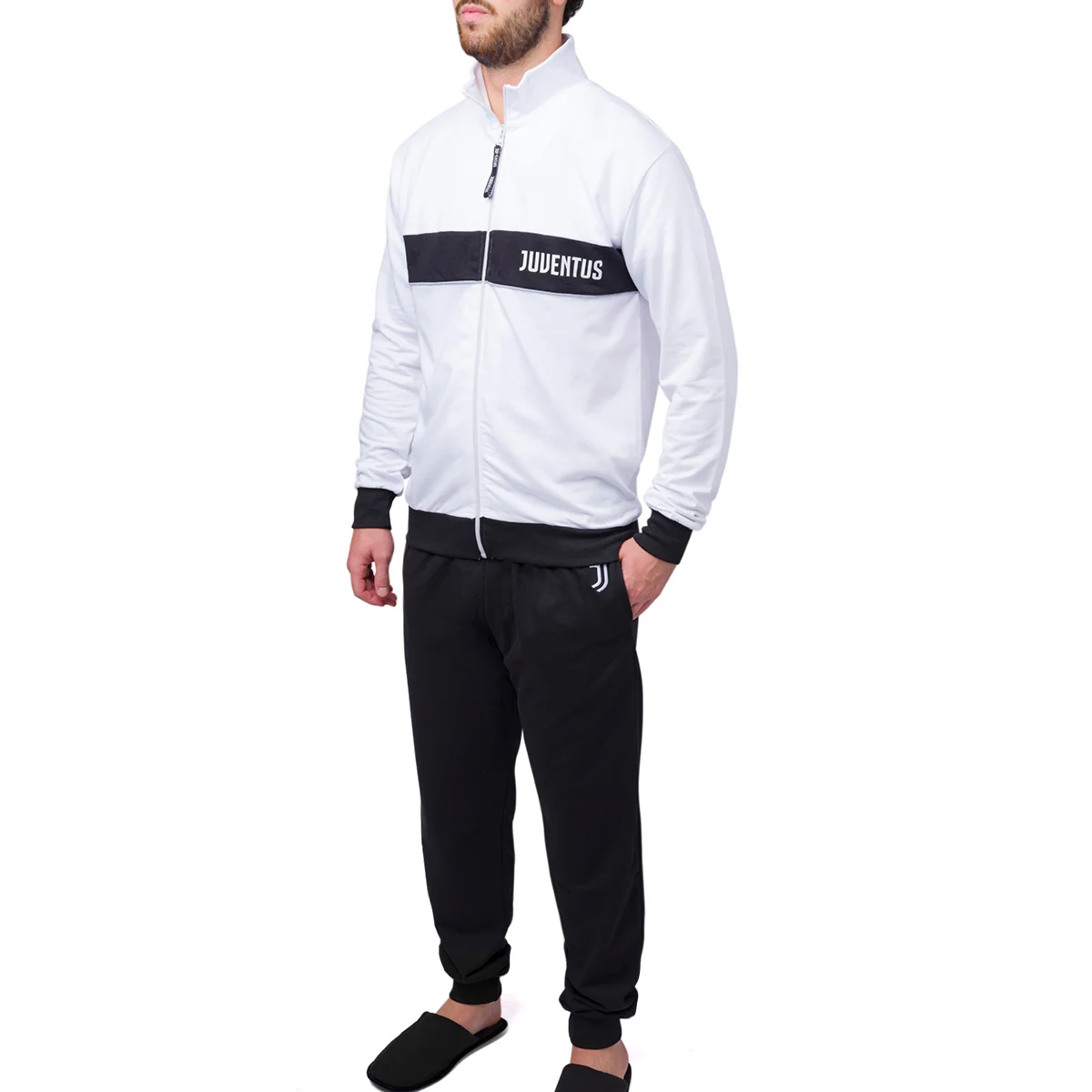 Pigiama invernale da uomo nero e bianco con logo Juventus