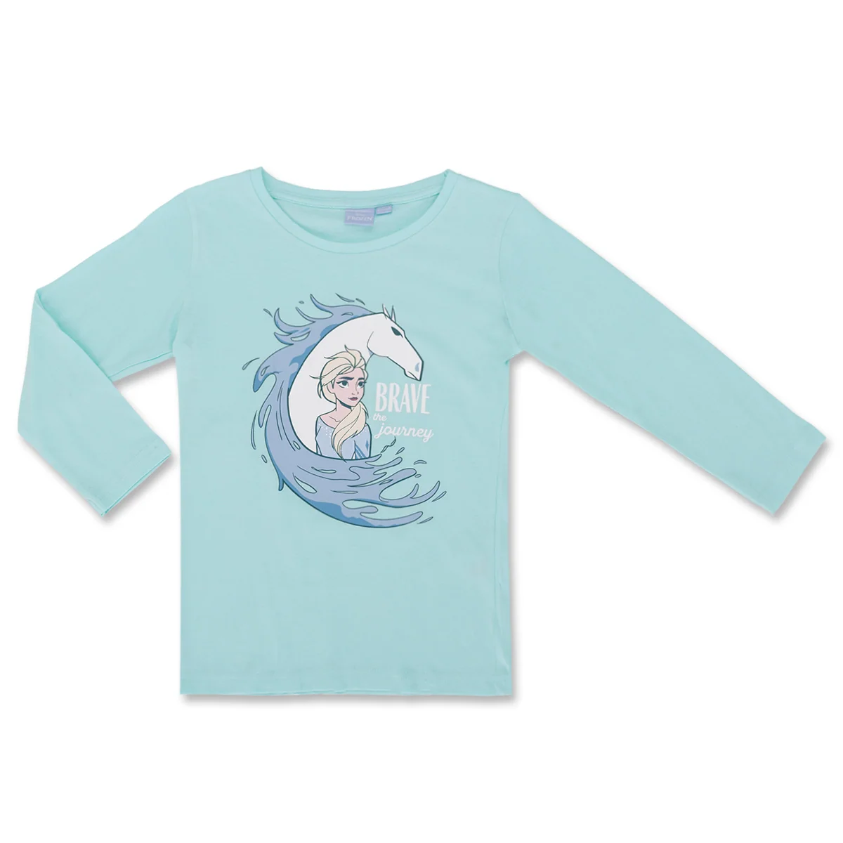 Pigiama lungo azzurro e grigio da bambina con stampa Frozen