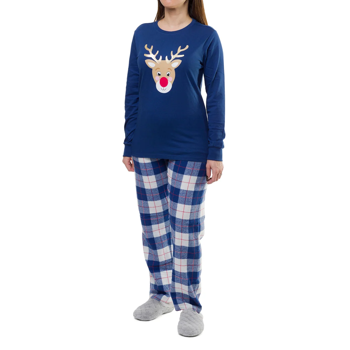 Pigiama natalizio da donna blu con renna