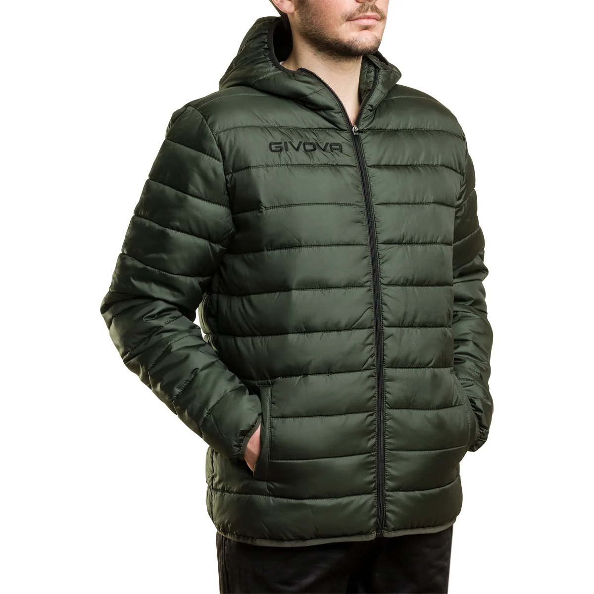 Piumino verde da uomo con cappuccio Givova Olanda