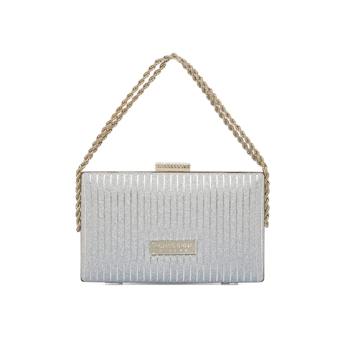 Pochette argento da donna con glitter Romeo Gigli Kamila