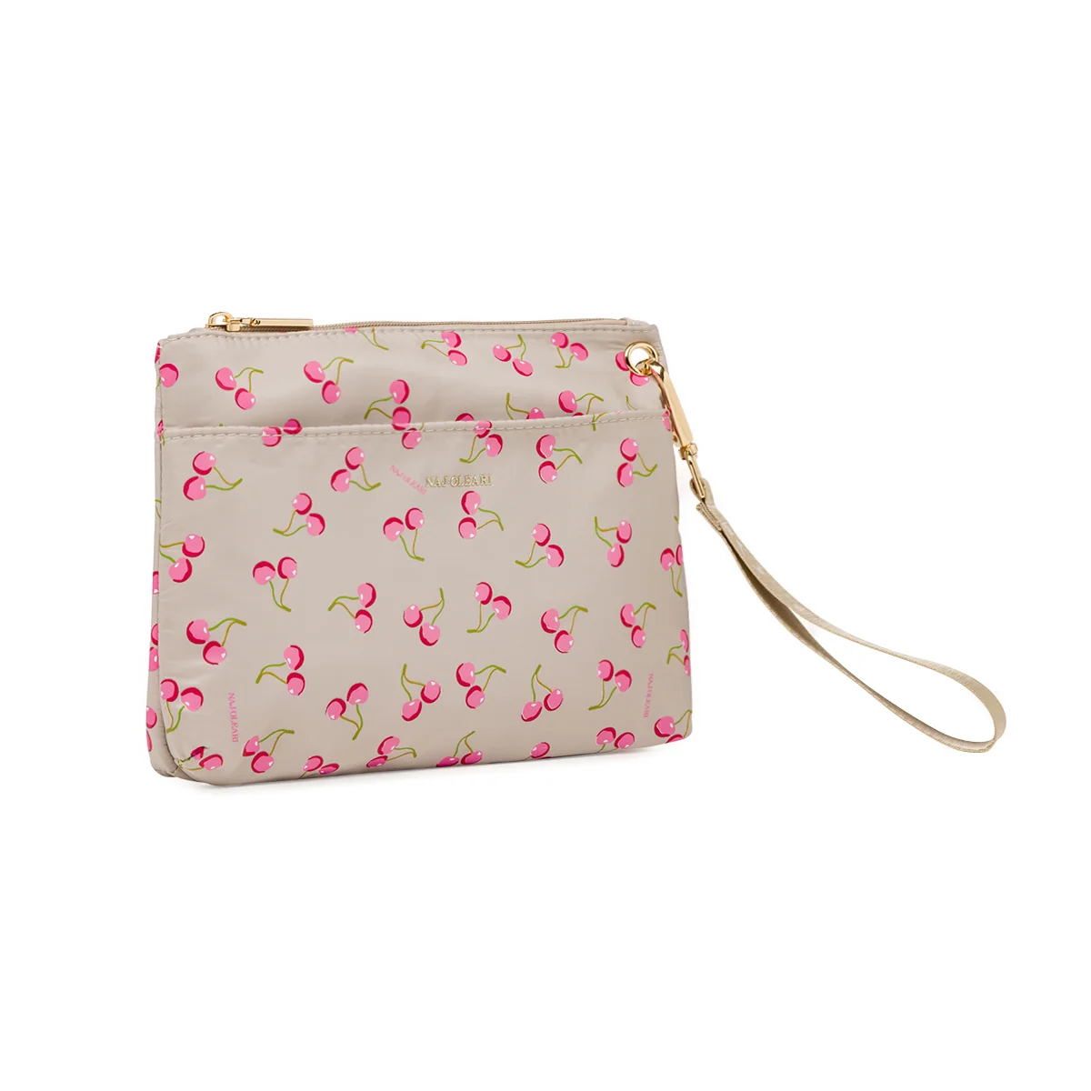 Pochette beige da Donna con stampa ciliegie e manico Naj Oleari