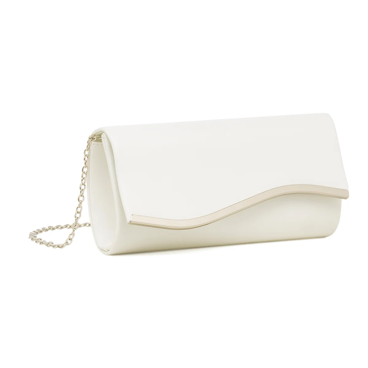 Pochette bianca da Donna con dettaglio in metallo e catena Lora Ferres