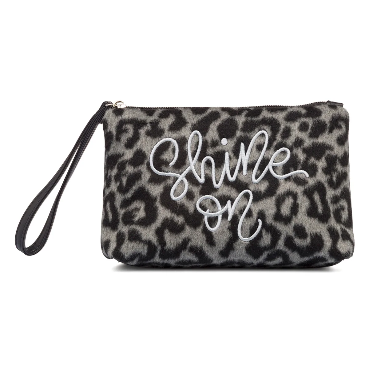 Pochette con pelliccia sintetica animalier grigia e nera da donna Lora Ferres