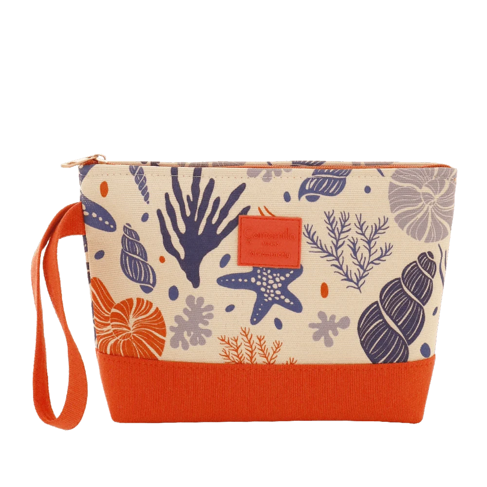 Pochette da Donna beige e arancione con stampa blu Camomilla Milano