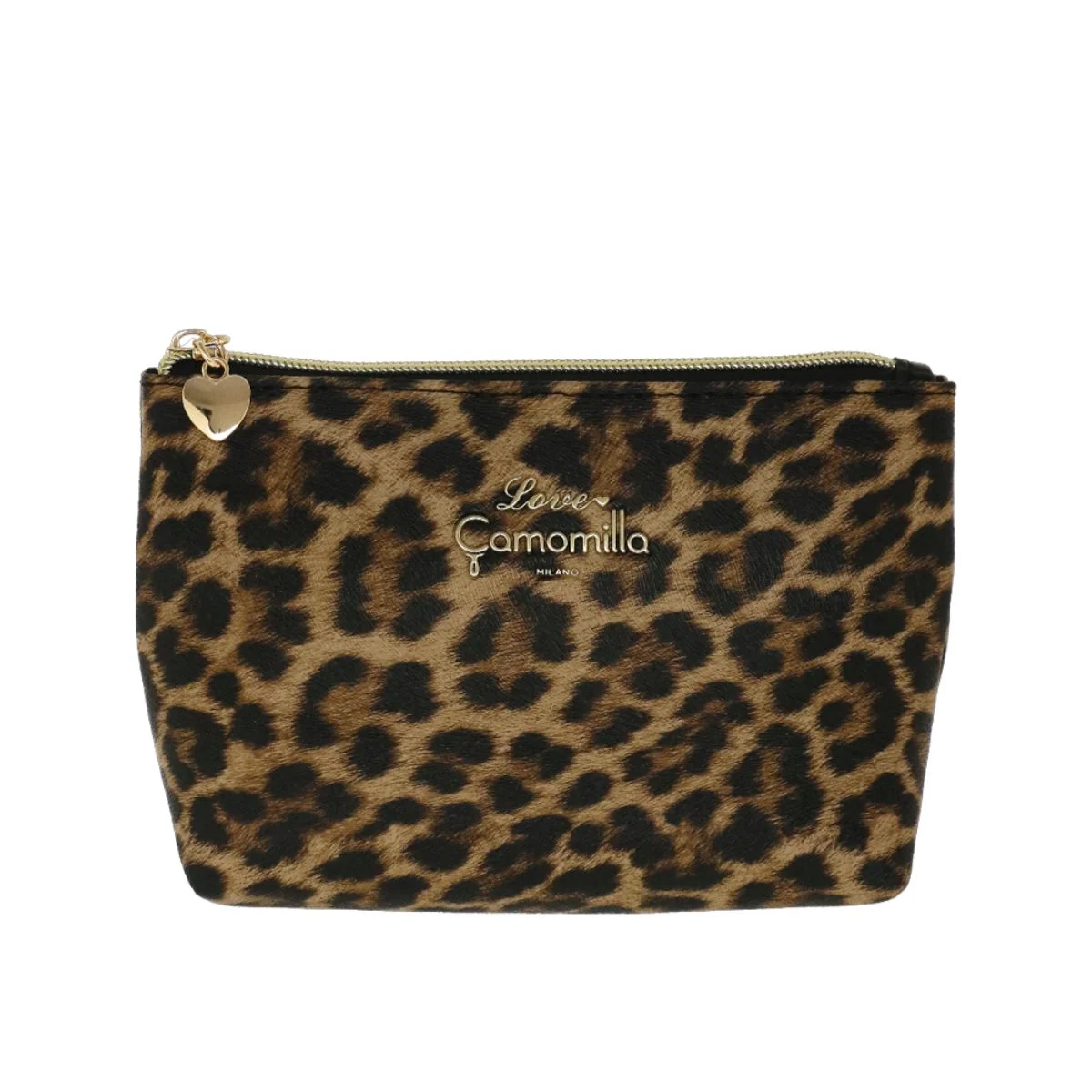 Pochette da donna Love marrone con stampa maculata Camomilla Milano