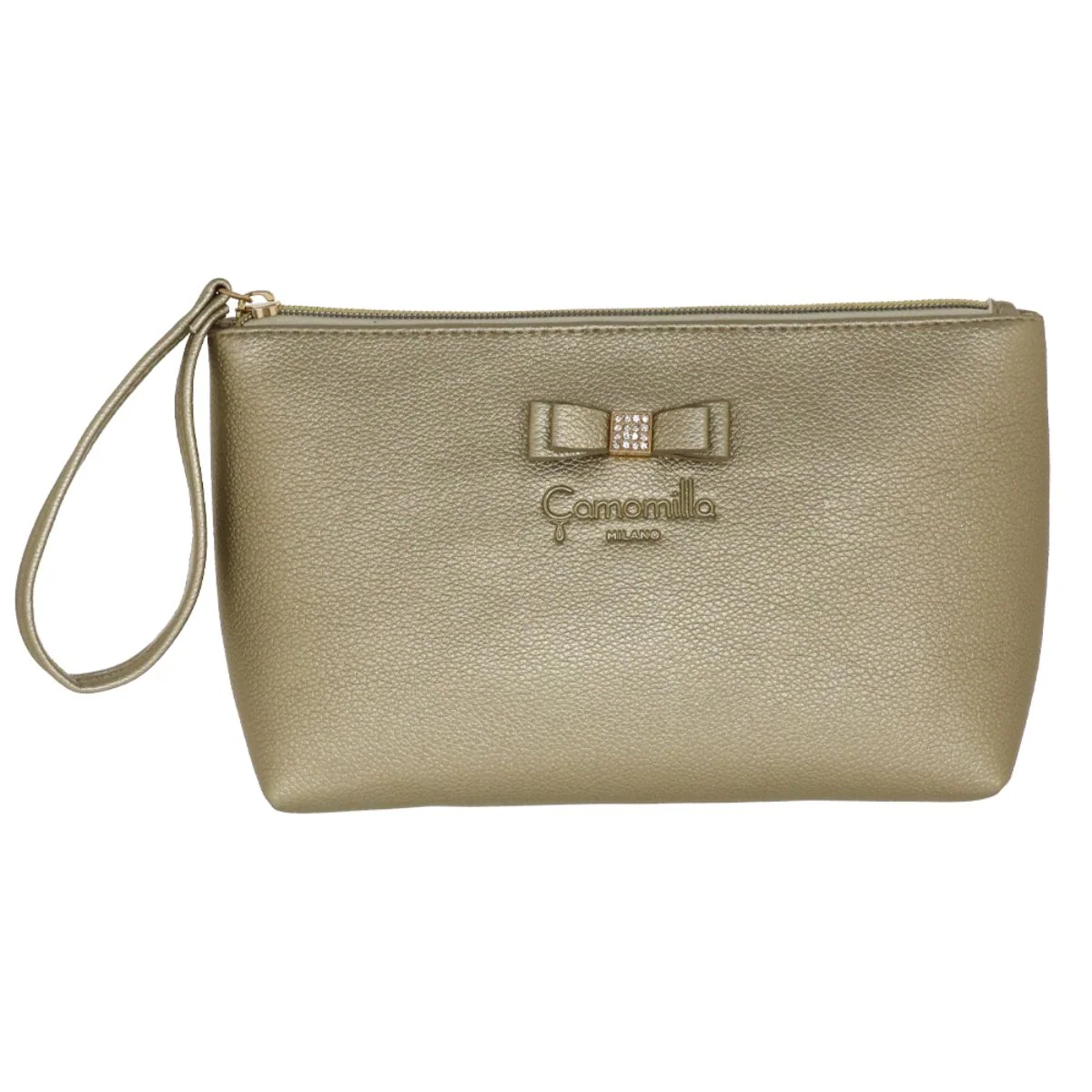 Pochette da donna oro con cinturino e fiocco gioiello Camomilla Milano