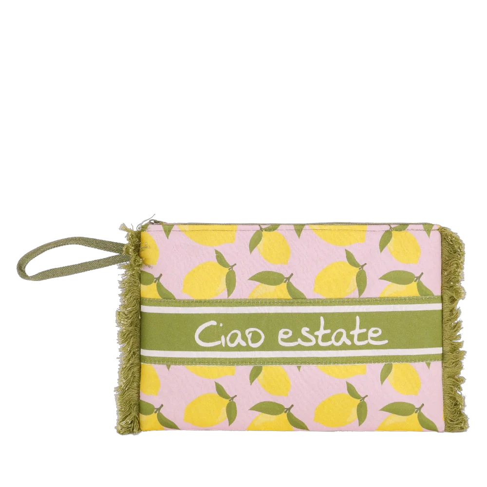 Pochette da Donna verde e gialla con stampa limoni Camomilla Milano