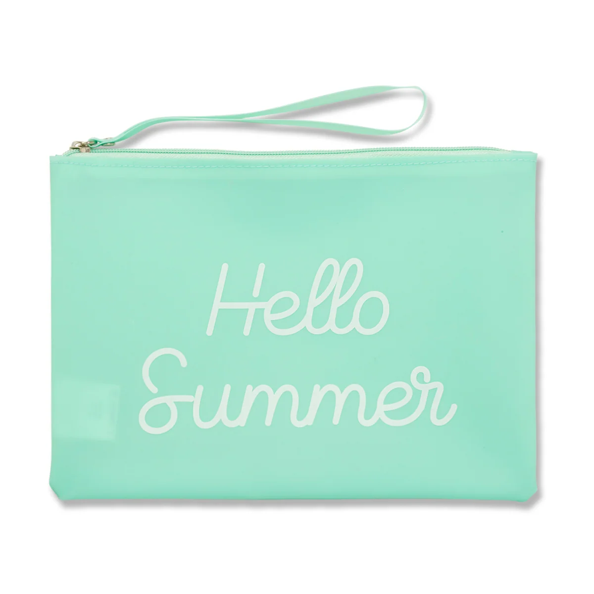 Pochette da mare acquamarina con stampa "Hello summer" Lora Ferres