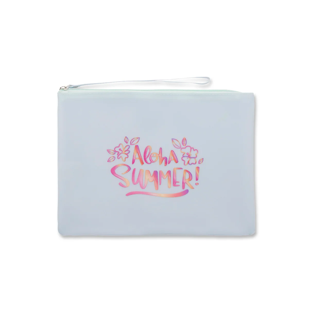 Pochette da mare donna azzurra con scritta "Aloha Summer" Lora Ferres