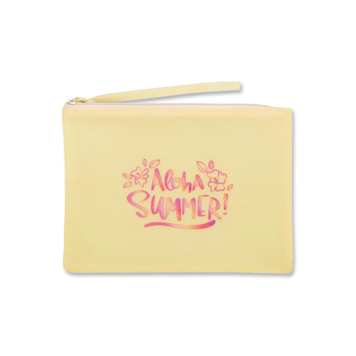 Pochette da mare donna gialla con scritta "Aloha Summer" Lora Ferres