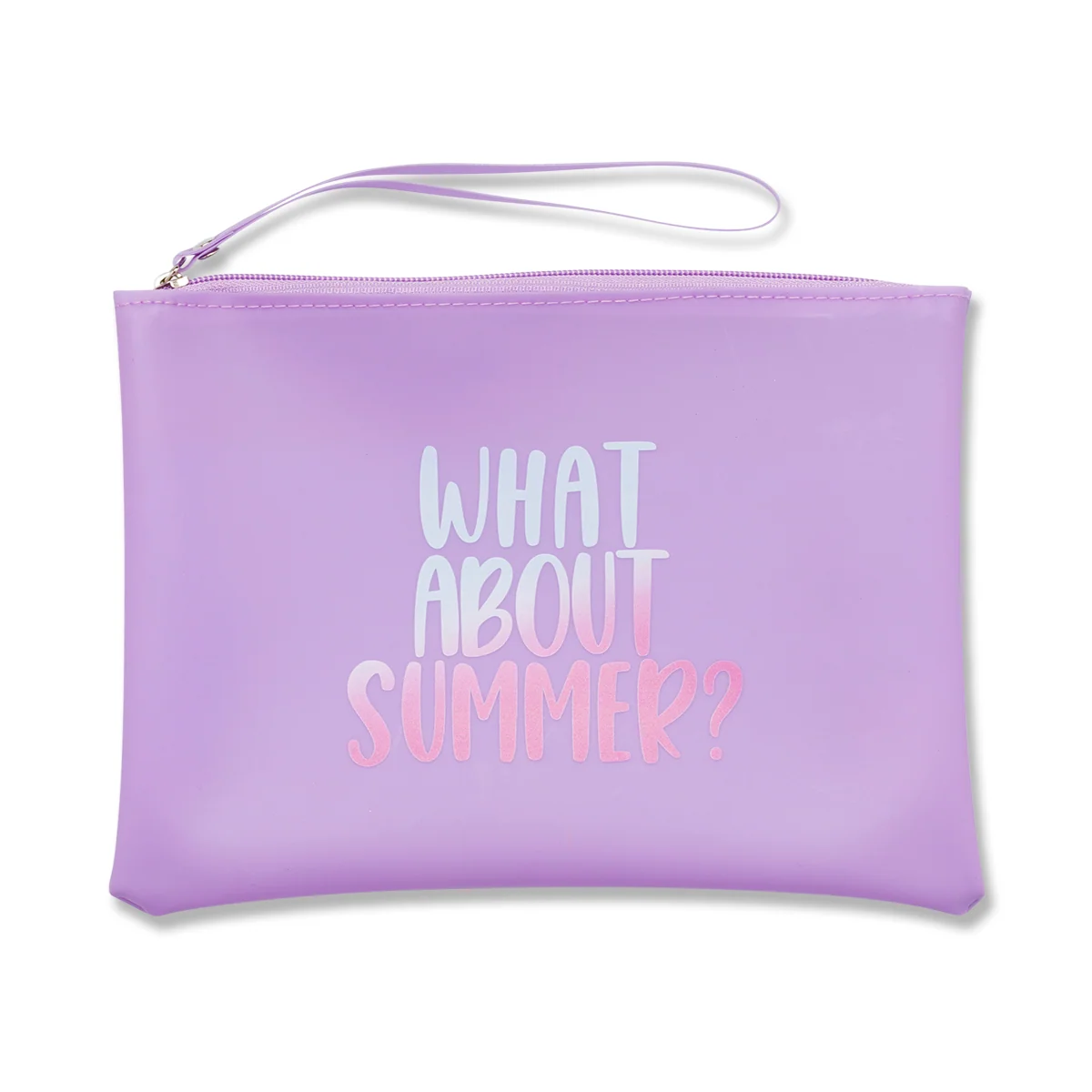 Pochette da mare lilla con stampa "What about summer" Lora Ferres