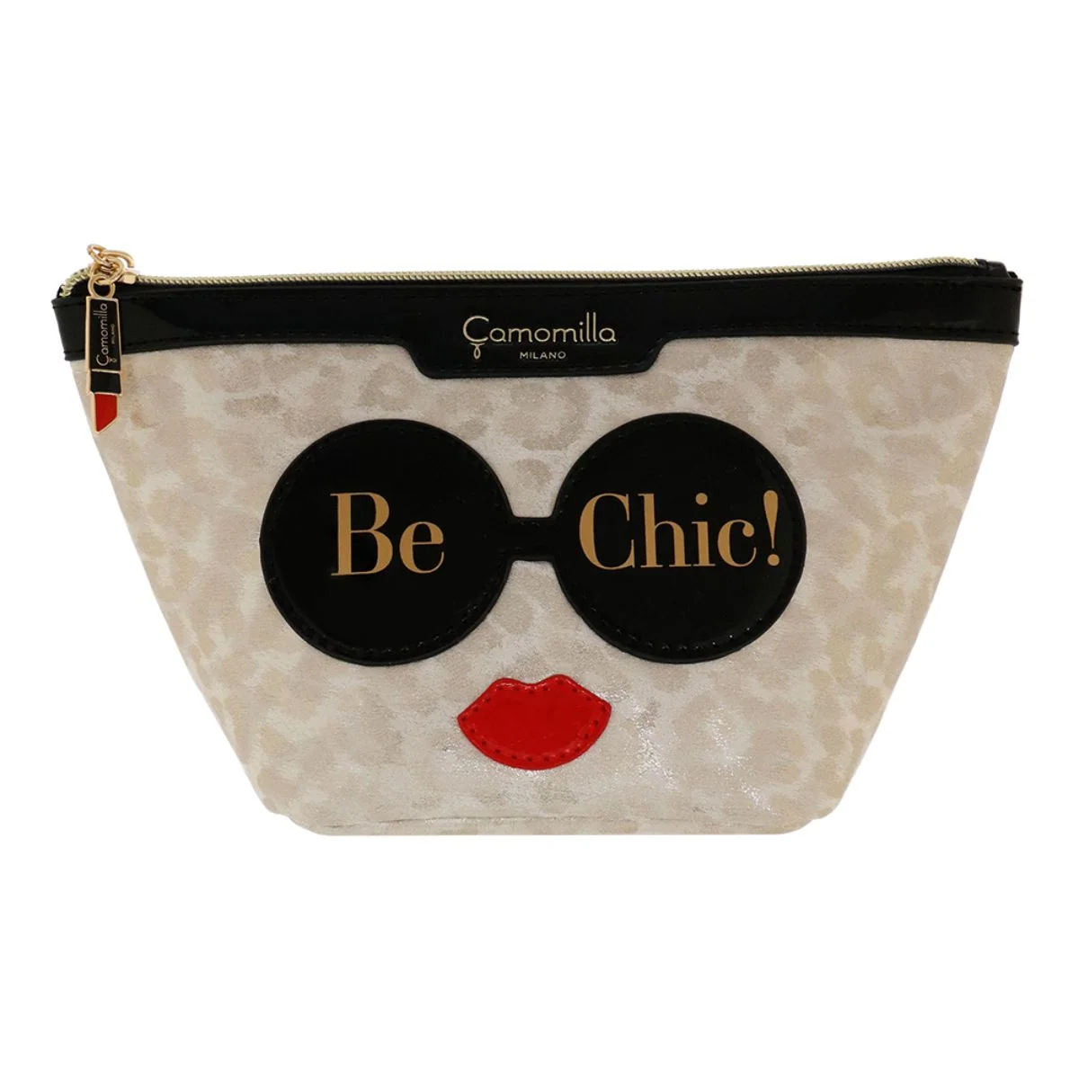 Pochette donna beige leopardata con applicazione Be Chic! Camomilla Milano
