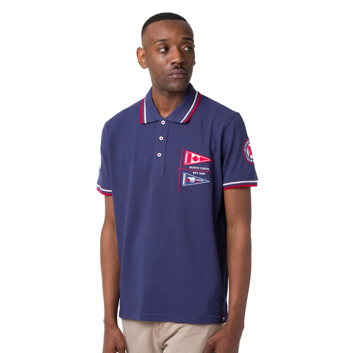 Polo blu da Uomo con dettagli frontali ricamati Canada Trail