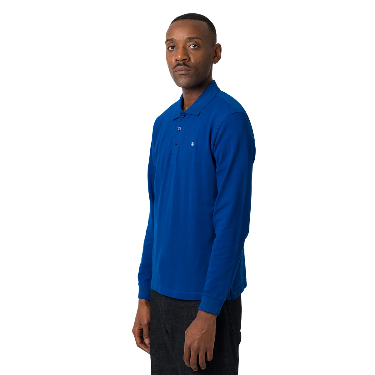 Polo blu da uomo con logo ricamato e rifinitura a coste Navy Sail