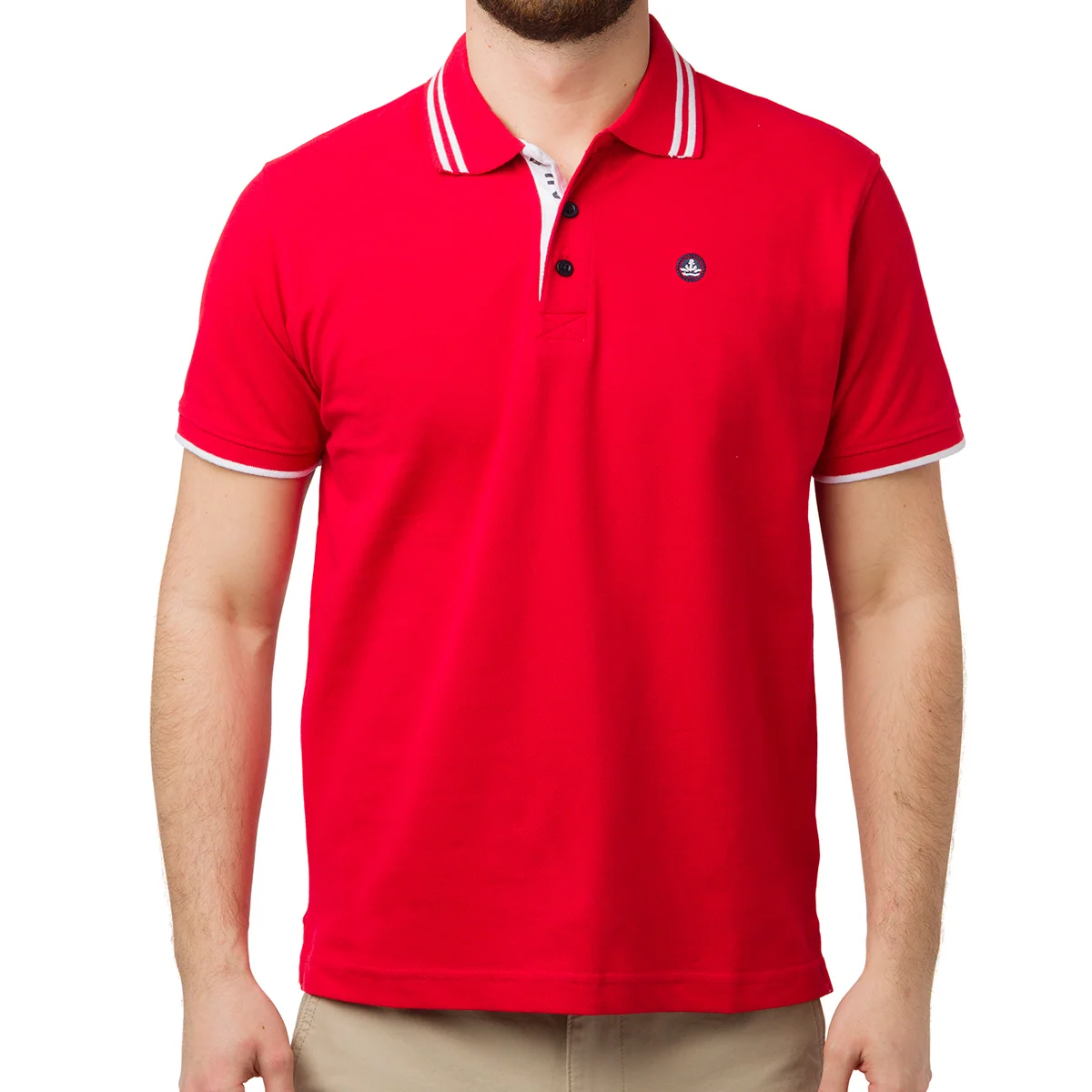 Polo rossa da Uomo in cotone con logo Navy Sail