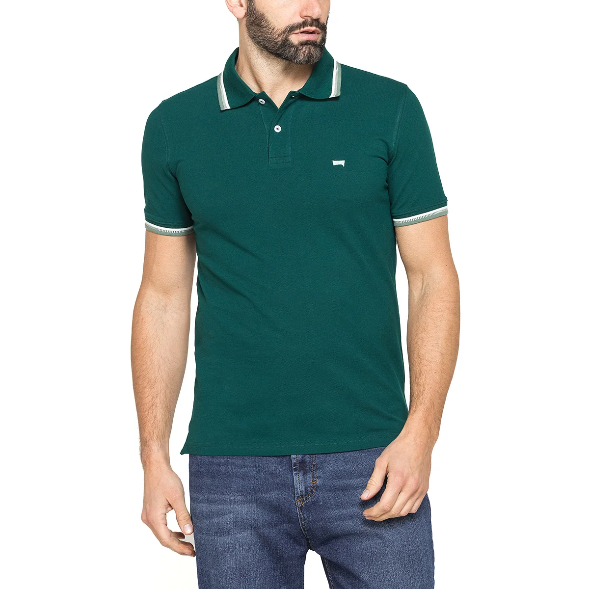 Polo verde da Uomo a maniche corte con bordi a contrasto Carrera Jeans