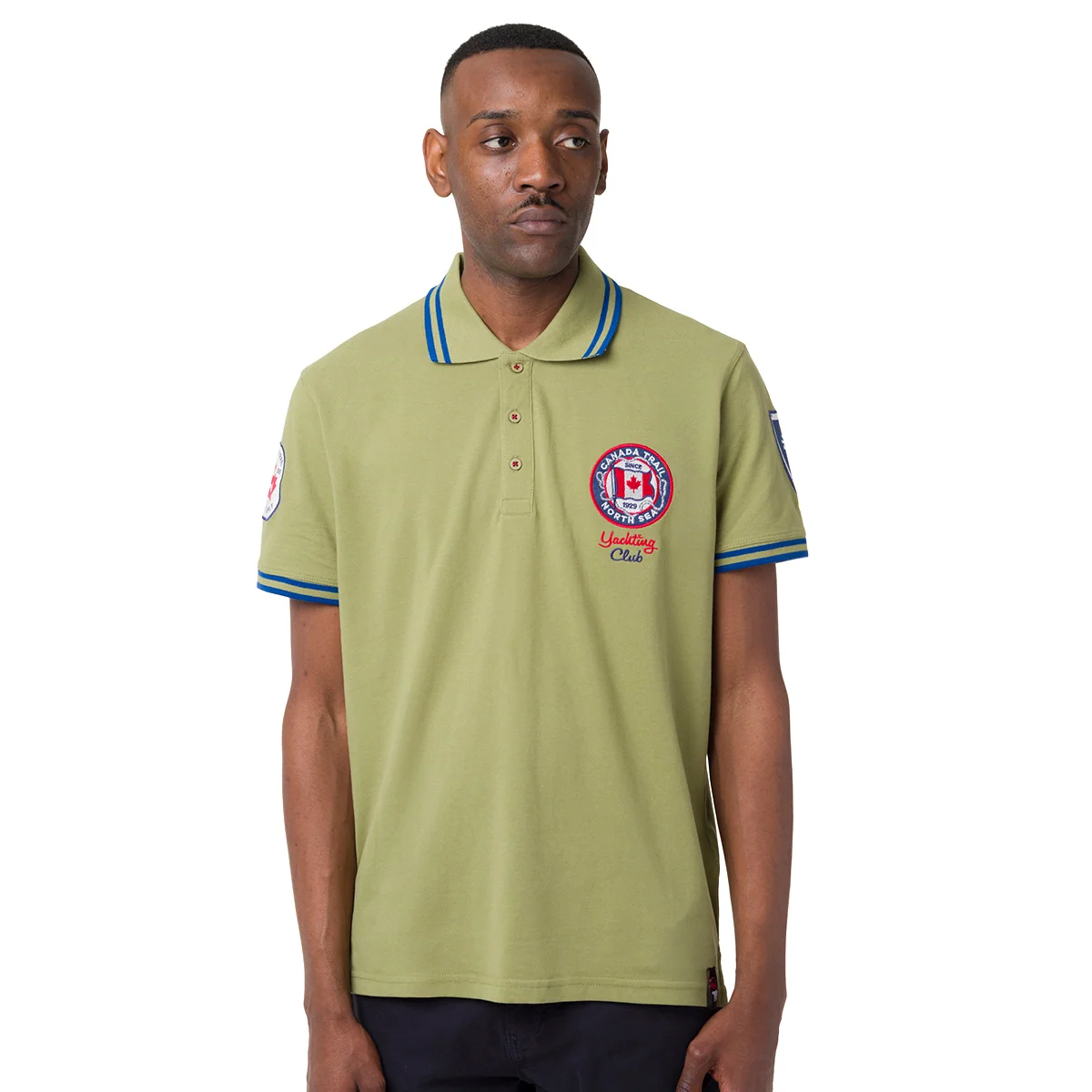 Polo verde da Uomo con logo ricamato sul petto Canada Trail