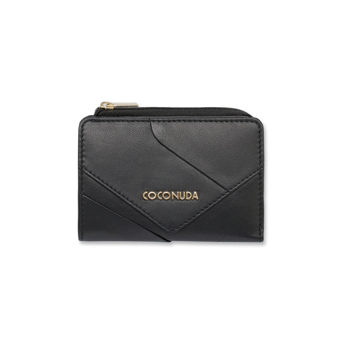 Portafoglio da donna in pelle nero con logo Coconuda