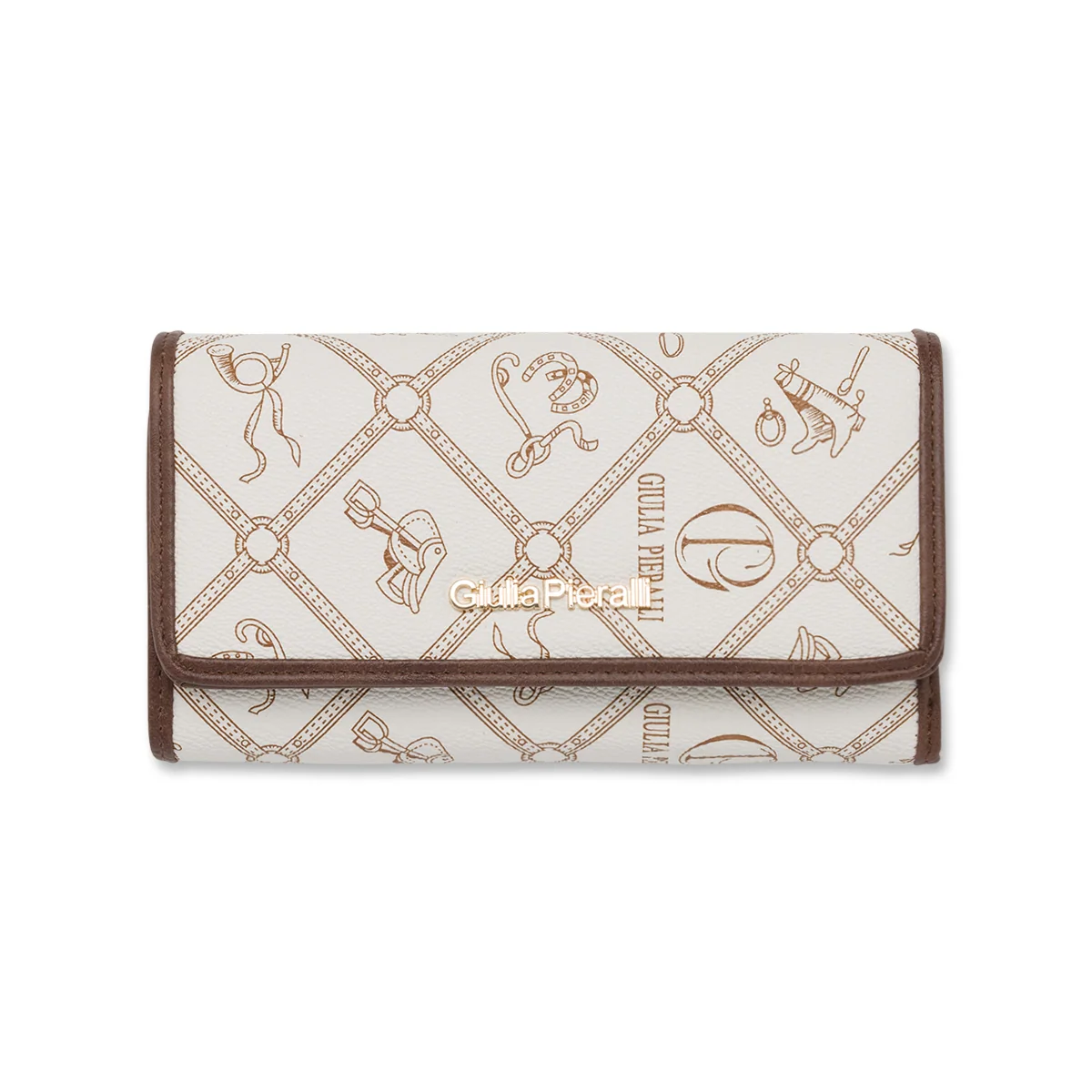 Portafoglio Donna beige e marrone con stampa equestre Giulia Pieralli
