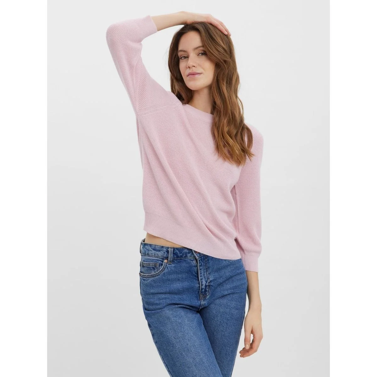 Pullover girocollo rosa in tessuto knit da donna Vero Moda