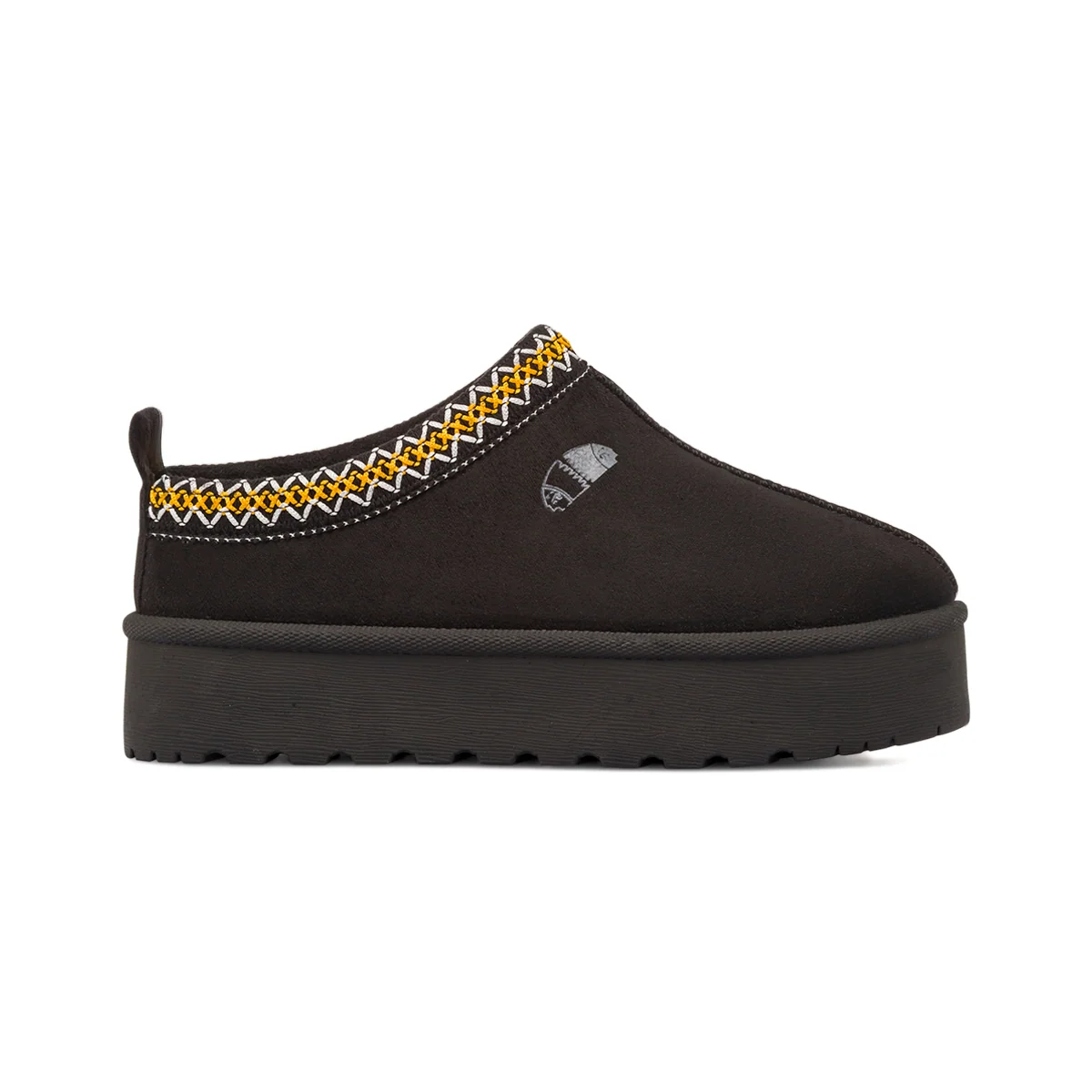 Sabot da Donna neri con suola platform e bordi ricamati Americanino