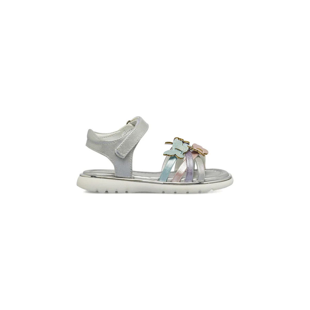 Sandali argento da Bambina con farfalle multicolor Le scarpe di Alice