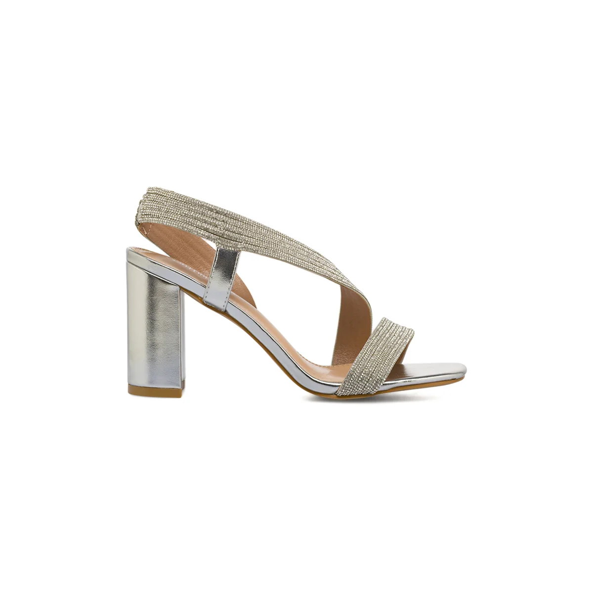 Sandali Argento da Donna con strass e tacco a colonna 9 cm Lora Ferres