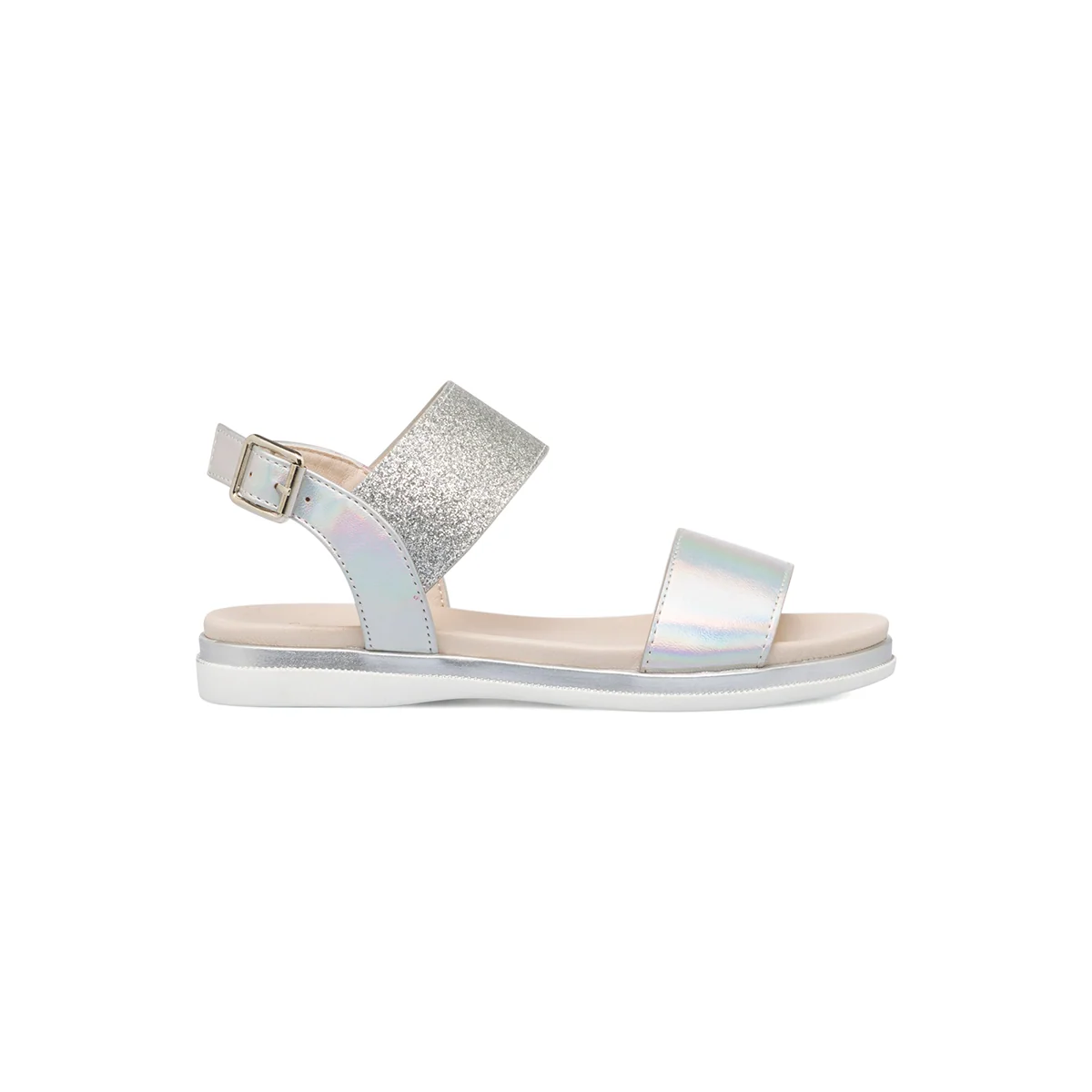Sandali argento iridescenti da bambina con glitter 10 Baci