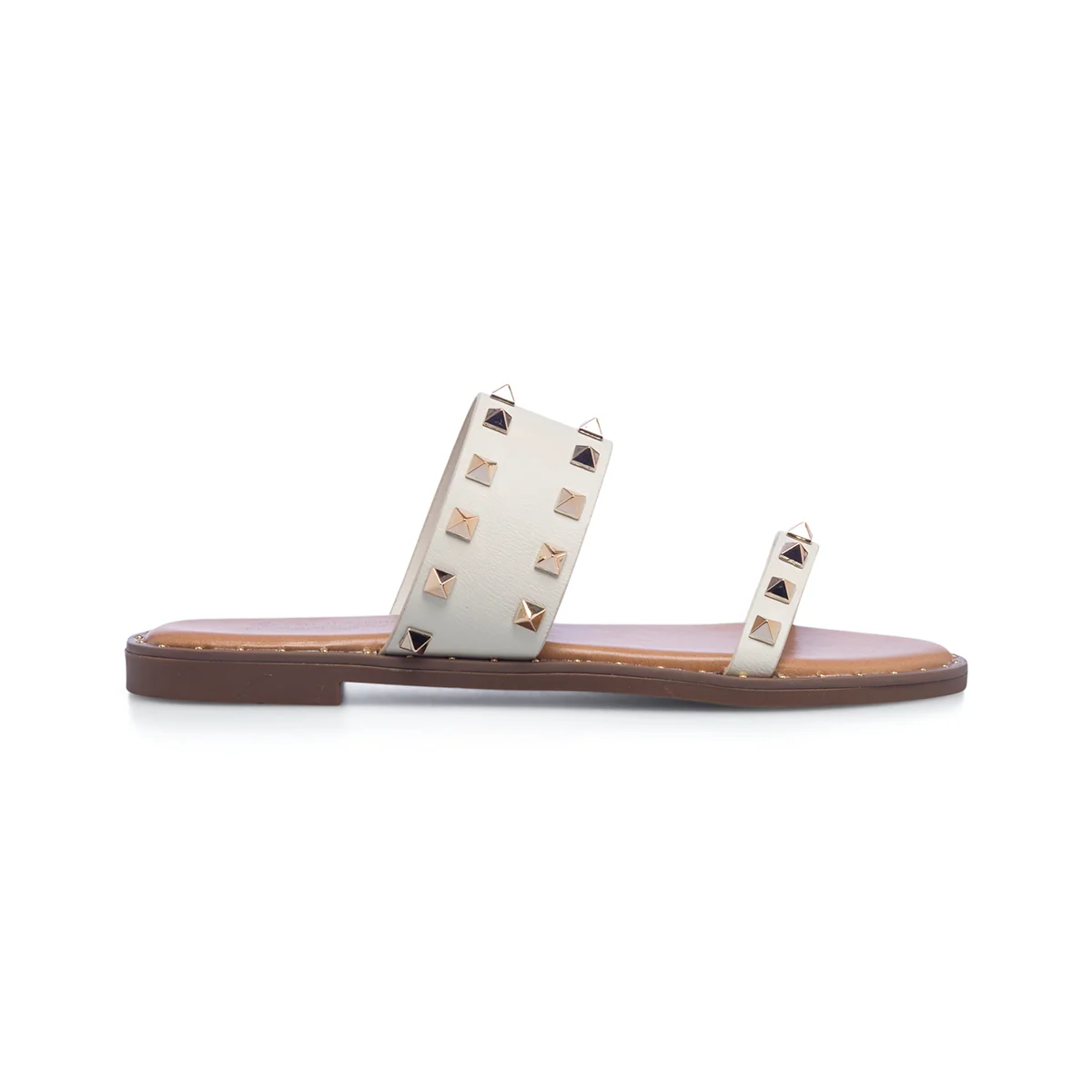 Sandali bassi bianchi in "pelle vegana" da donna con borchie Call It Spring Davinna