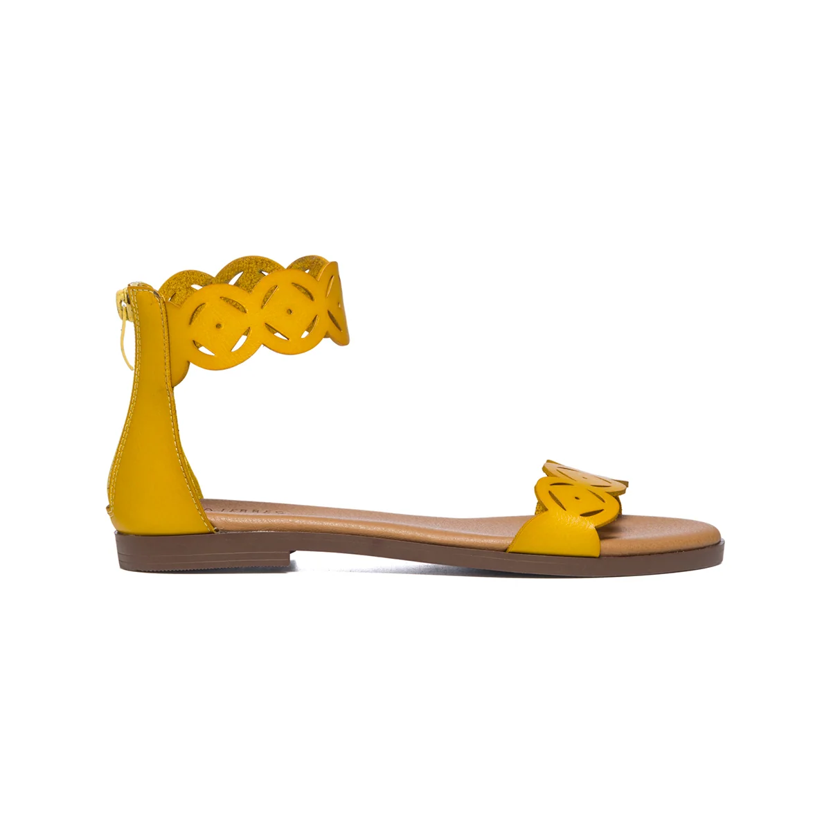 Sandali bassi gialli con zip sul tallone Lora Ferres