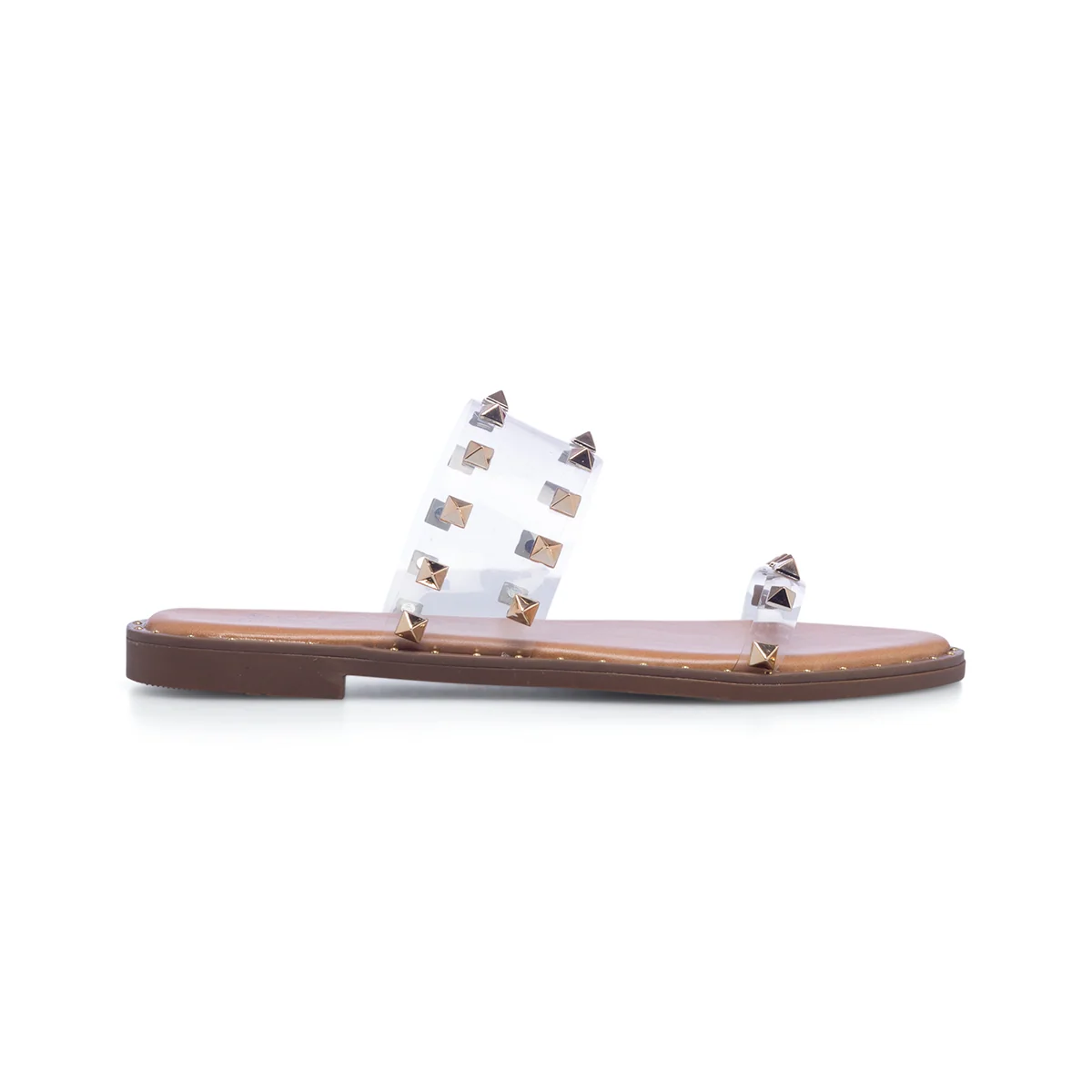 Sandali bassi trasparenti in "pelle vegana" da donna con borchie Call It Spring Davinna