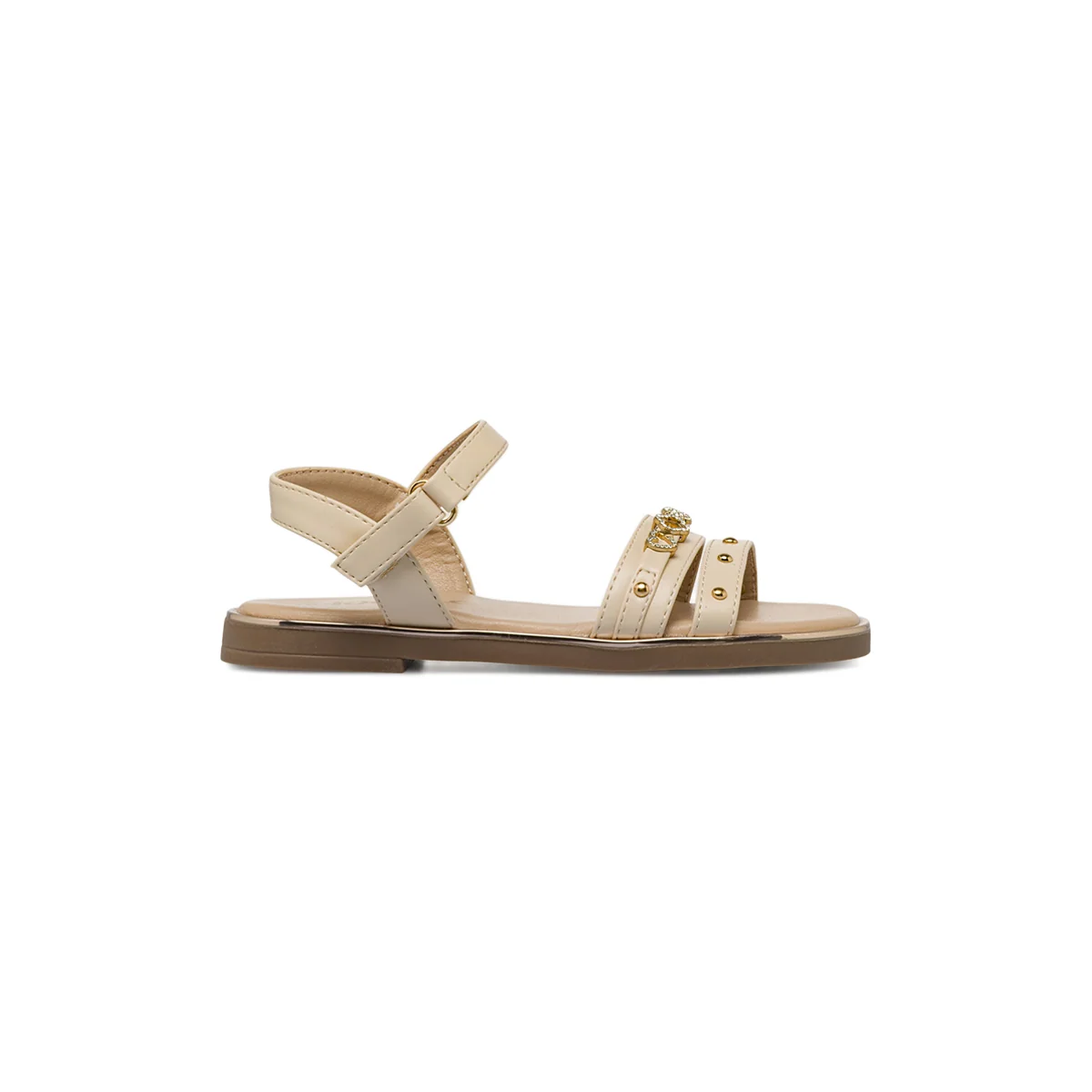 Sandali beige da Ragazza con charms strass e borchie Dieci Baci