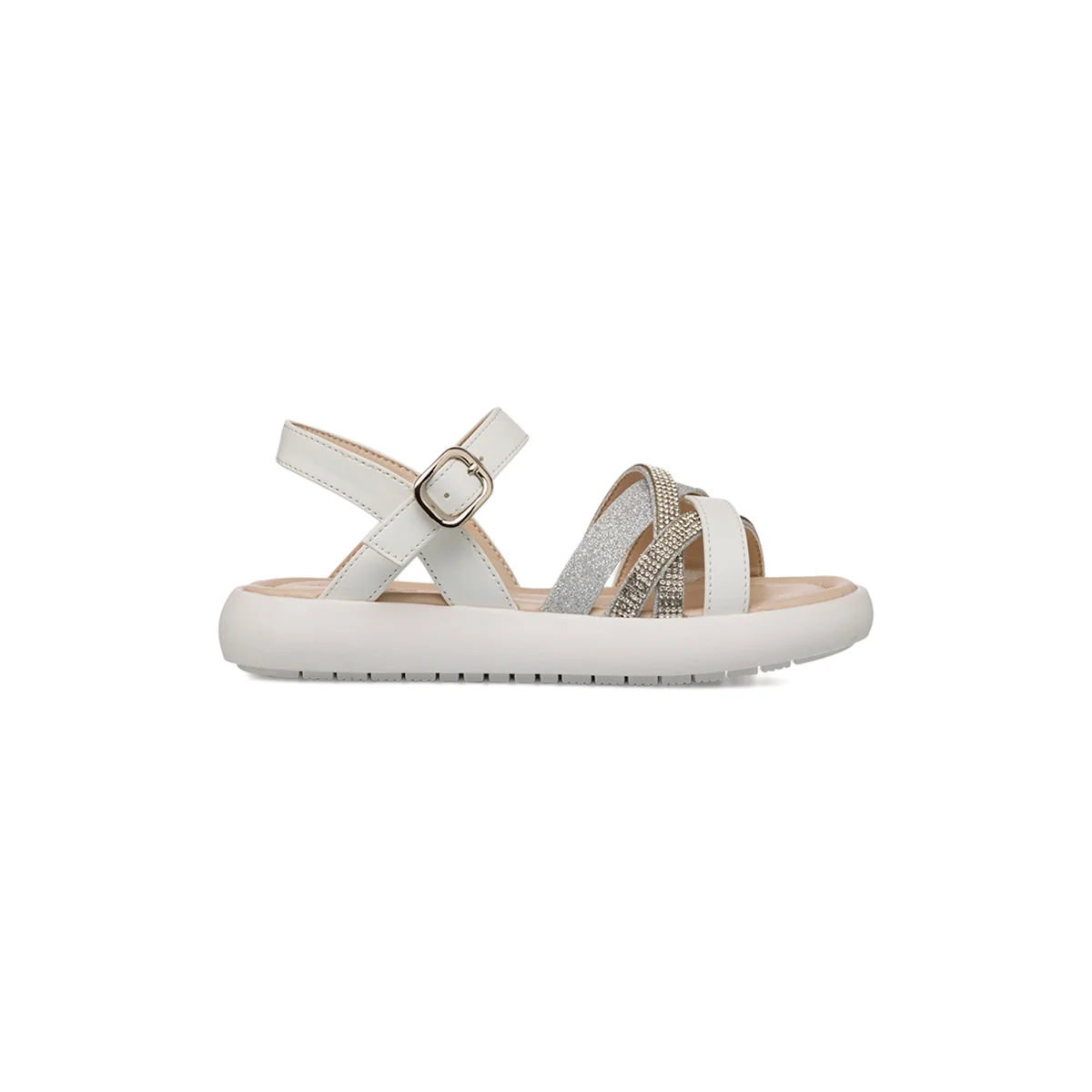 Sandali bianchi da Bambina e ragazza con dettagli glitter strass Swish Jeans