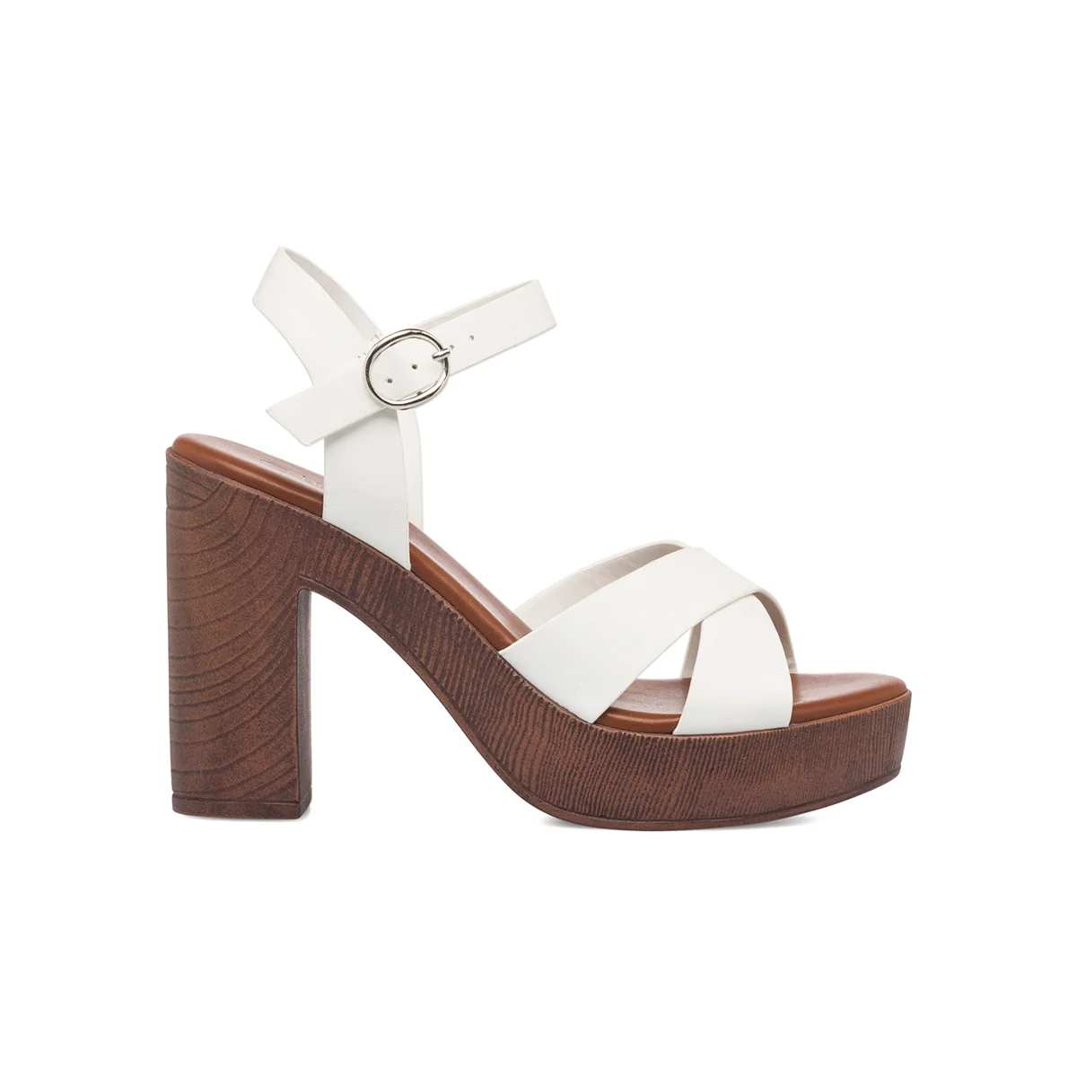 Sandali bianchi da donna con tacco 11 cm e plateau Lora Ferres