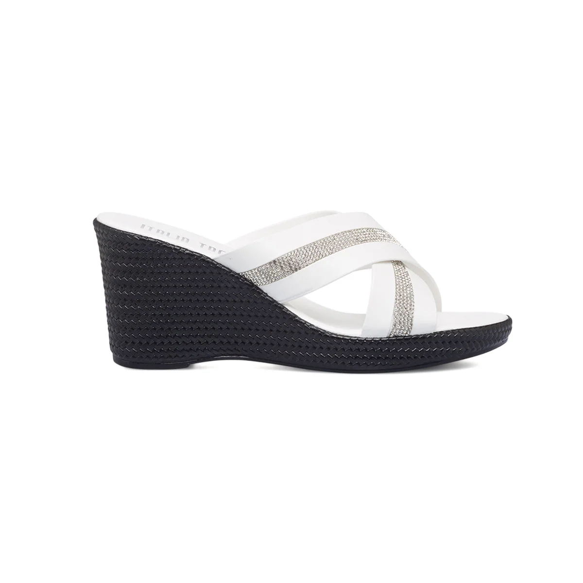 Sandali bianchi da donna con zeppa e strass Italia Trend