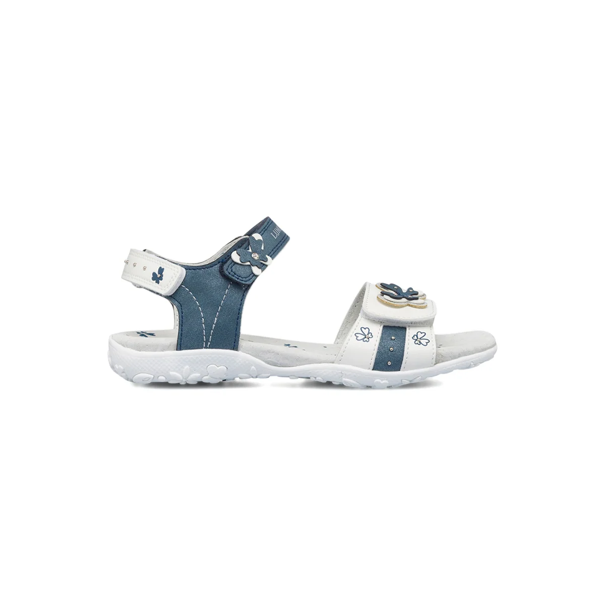 Sandali bianchi e blu da bambina con fiorellini Lumberjack Linda