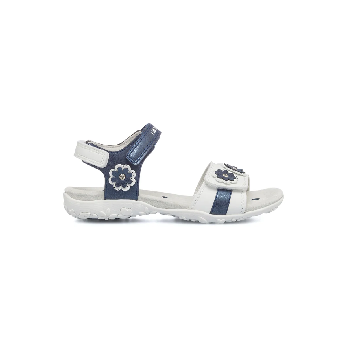 Sandali bianchi e blu da bambina con fiorellini Lumberjack Linda