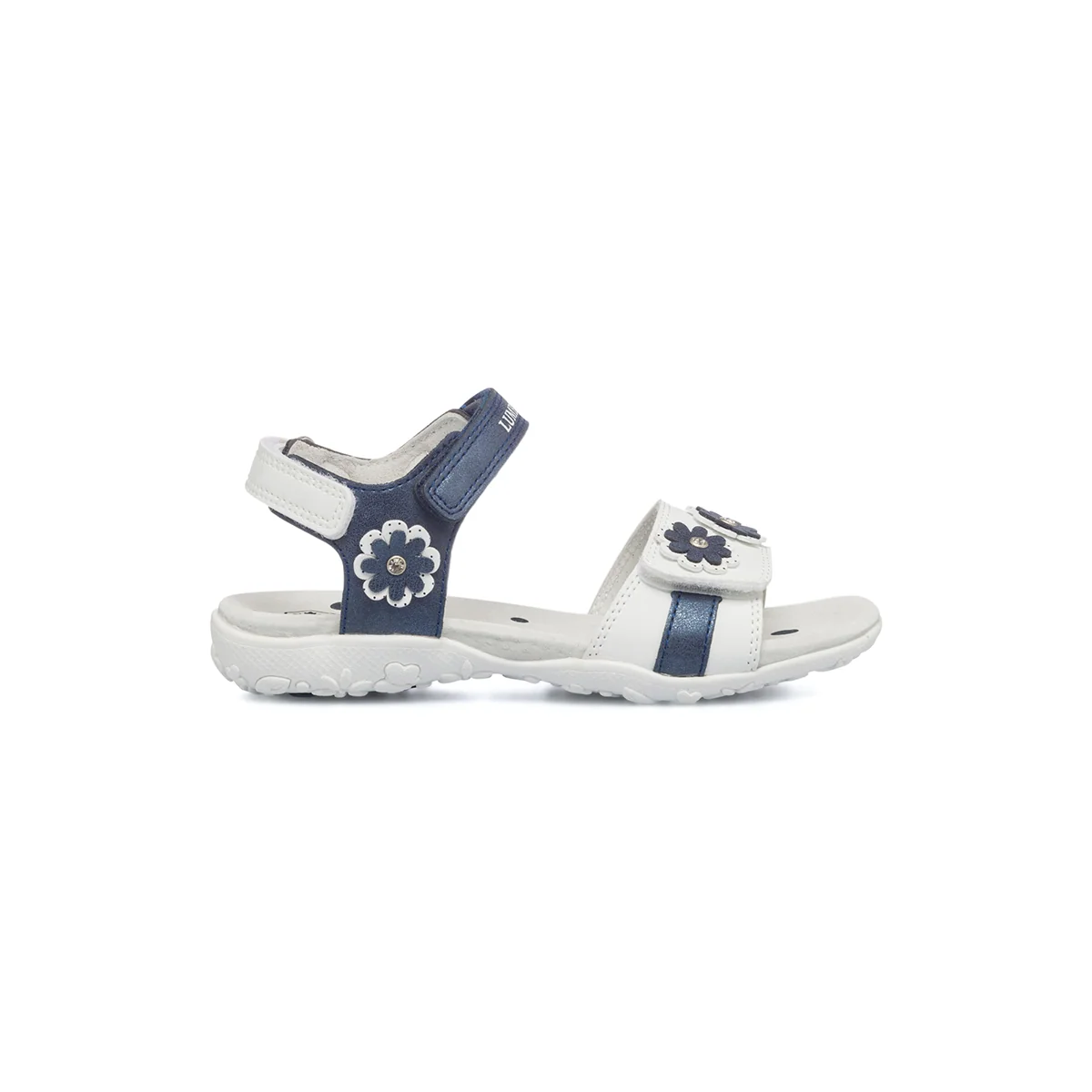 Sandali bianchi e blu da bambina con fiorellini Lumberjack Linda
