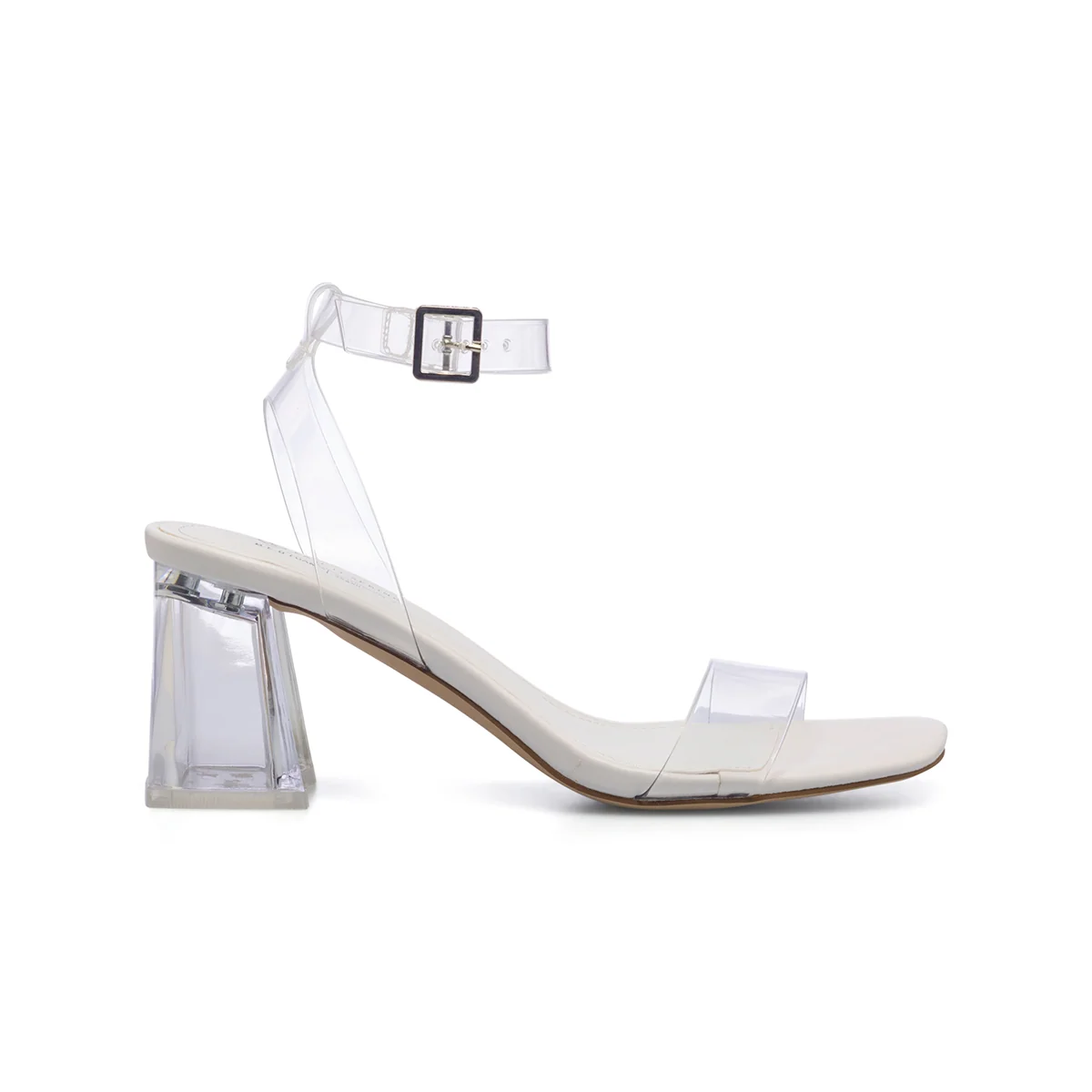 Sandali bianchi in "pelle vegana" con tacco a blocco 7 cm e punta quadrata Call It Spring Ariel